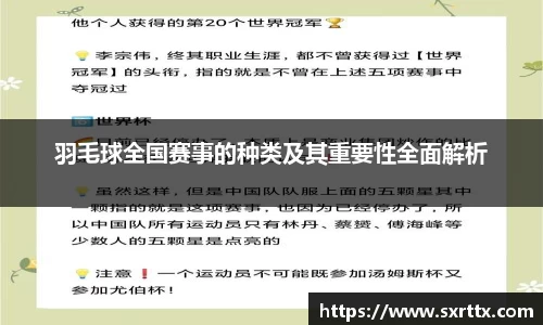 羽毛球全国赛事的种类及其重要性全面解析