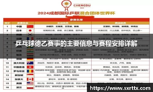 乒乓球德乙赛事的主要信息与赛程安排详解