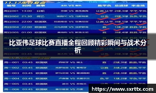 比亚伟足球比赛直播全程回顾精彩瞬间与战术分析