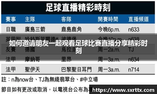 如何邀请朋友一起观看足球比赛直播分享精彩时刻
