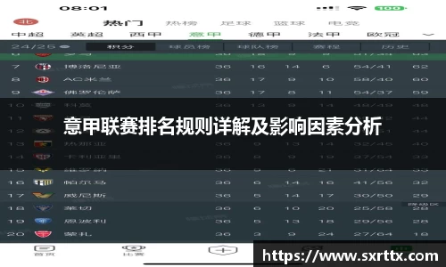 意甲联赛排名规则详解及影响因素分析